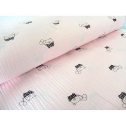 Double Gauze Musselin Bär pastell rosa